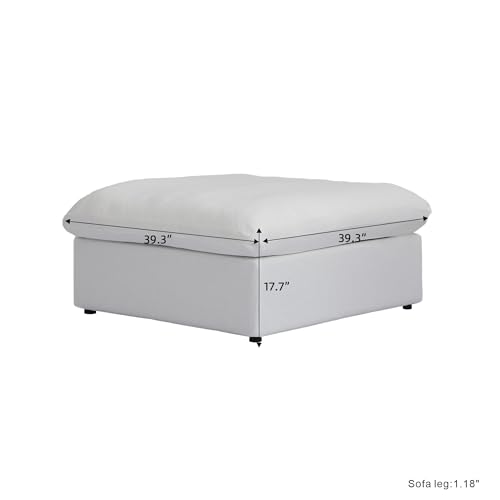 Image of JACH Modern Storage Ottoman Module for Living Room, Cushion Covers Removable, Minimalist Footstool, Comfy Breathable Footrest for Living Room Apartment (White)