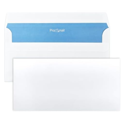 Netuno 100x sobres largos color blanco DIN DL 110x220mm 80g Promail con impresión interior azul y solapa recta sin ventanas sobres autoadhesivos americanos y comerciales para cartas empresas correos