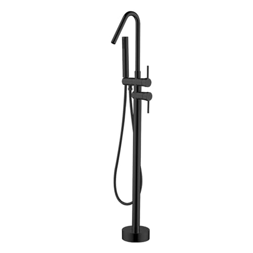 Robinet de douche de baignoire noir sur pied colonne mitigeur bain douche LWX - 2