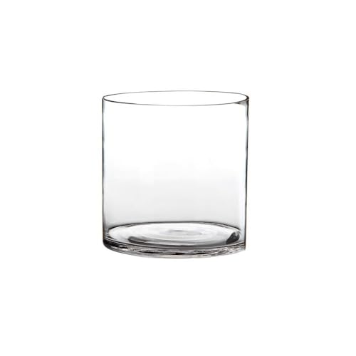 LOLAhome - Jarrón Cilíndrico de Cristal Transparente Decorativo de Diseño Redondo de Ø 20x20 cm, Resistente y Elegante, para Decoración de Interiores, arreglos Florales, Centros de Mesa