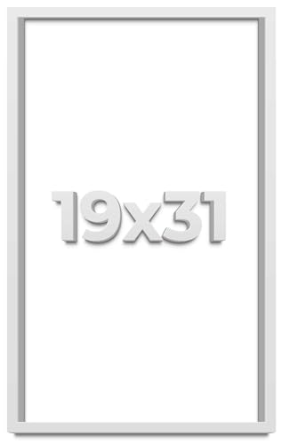 19x31 Shadow Box White Solid Pine Wood Picture Frame with Acid-Free Backing UV Acrylic & Hanging Hardware with 0.75 Inches of Usable Depth and 0.75 Inches Frame Moulding Width