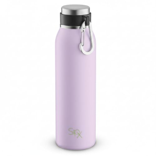 SipX™ 20 oz Stainless Steel Insulated Water Bottle with Leakproof Lid & Carry Hook – Triple Insulated – Cold 24 Hours/Hot 12 Hours – Perfect for Gym, Work, Sports, Travel – Purple