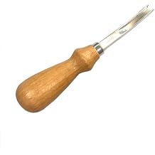 Becho French Edge Skiving Tool 0.23 Inch Wide Mouth Leather Beveler Tool Leather Edge Trimmer with Wooden Handle for Stitching and Lacing Lines