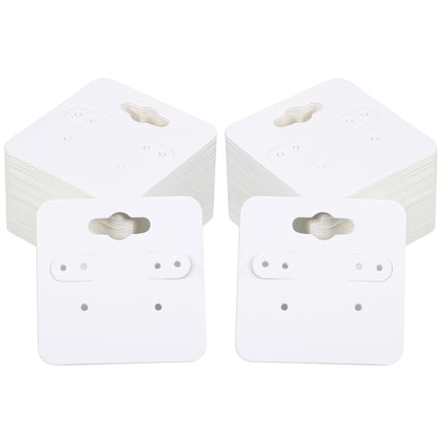 YQQYG 100 tarjetas de exhibición de aretes blancos, tarjetas de aretes para vender, tarjetas de cartón de 6 agujeros, tarjetas de embalaje de joyas, tarjetas para aretes, collares, exhibición de joyas