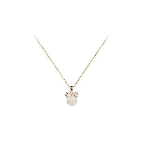 YDYDTTKD Collana in Argento con Fiocco Collana Femminile in Argento S925 con Pendente a Catena clavicola, personalità Studentessa