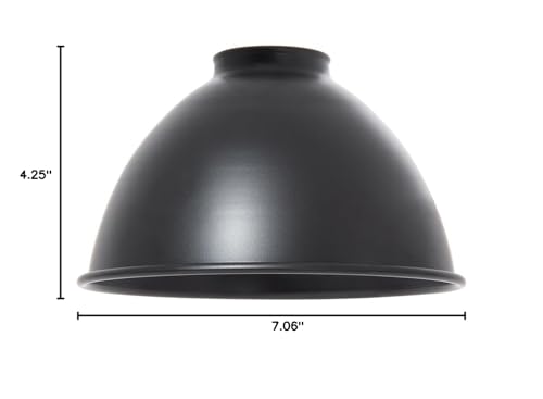 Image of B&P Lamp Industrial Style Metal Dome Lamp Shade, Satin Black Porcelain Enamel Finish, 2-1 /4 Inch Lip Fitter, 7-1 /16 Inch Diameter, Hand-Spun Metal