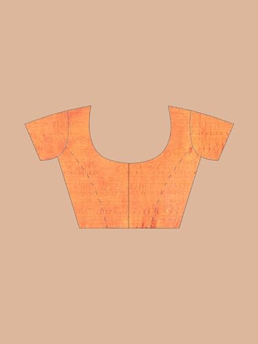 Image of Women's Tissue Cotton Saree | Plain Lightweight Tassel Pallu Saree with Blouse