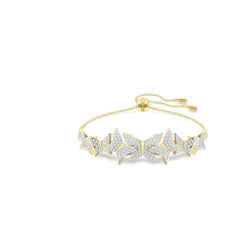 Swarovski Idyllia Lilia Bracelet, Butterfly Motif with Clear Pavé Crystals in a Gold-Tone Finished Setting, Part of the Idyllia Collection
