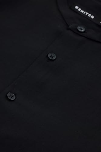 Image of SNITCH Men Casual Shirt | Oversized Fit Full Sleeve Mandarin Collar Solid Design | Modal Blend & Breathable Fabric for Everyday Wear & Semi-Formal Occasions