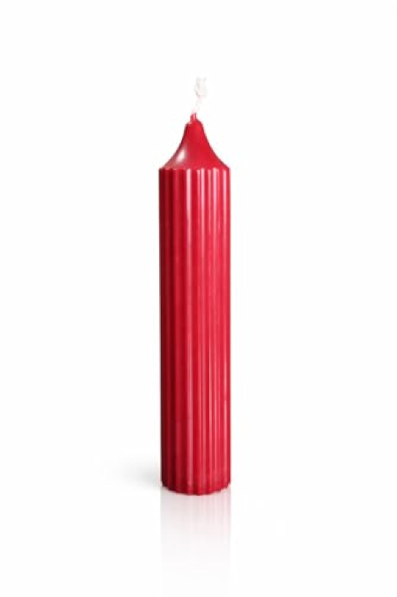 Red Ribbed Pillar Decorative Candle for Home Décor, Romantic Dinner Gift