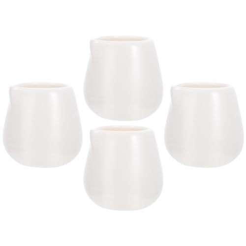KOCKSHION 4 piezas Tazas de Cerámica para Leche Jarras Pequeñas Sin Asa Utensilios de Cocina para Leche Salsa y Miel Microondas Aceptado