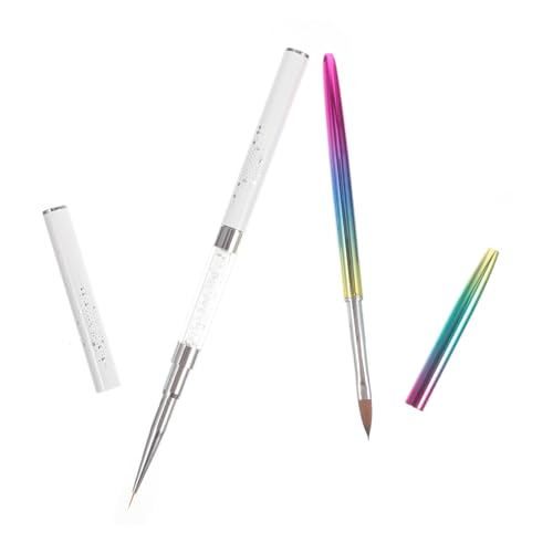 FRCOLOR 2 Piezas Pluma De De Luz Tallada Delineador De Uñas Kit De Uñas Falsas Cepillo De Uñas Diseños De Diamantes De Imitación Para Uñas Paraca Clavo Falso Aleación De Aluminio