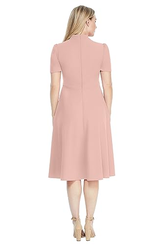 Image of Maggy London Women's Crepe Fabric Flight Attendant Bow Neck Tie Short Sleeve A-line