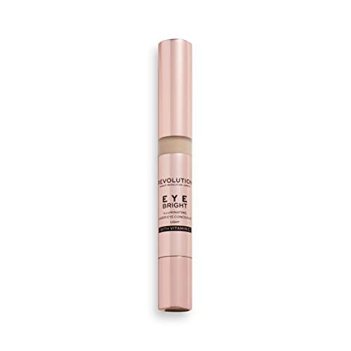Makeup Revolution Eye Bright Concealer, Buildable Coverage, Dewy Finish, Light, 3ml