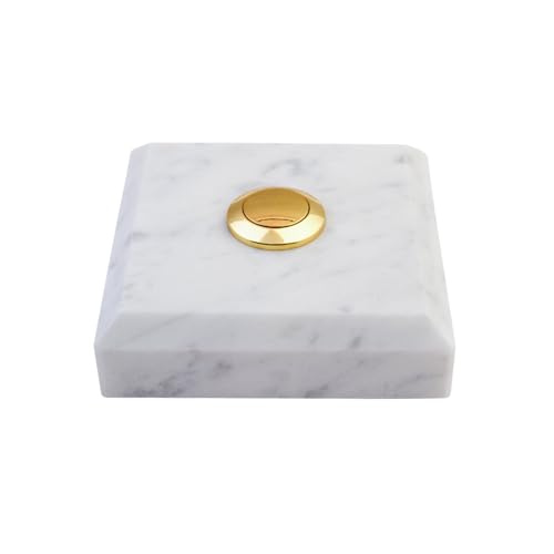Sonnette Amarante filaire marbre blanc pour remplacer un bouton poussoir plastique jauni