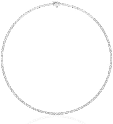 Belacqua Round Lab Grown Diamond 테니스 목걸이, 2~5캐럿, 스털링 실버 — 사진 3