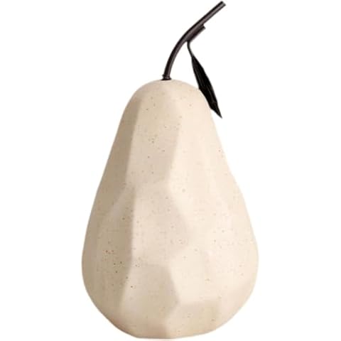 Joylern Fruit Sculpture Pear Statue Modern Fruit Ornament Modern Crafts Figurine Fruit Tabletop Ornament Souvenir Gift for Home Office Desktop Crafts Gifts - Beige Cover