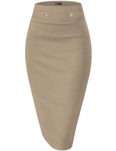 Image of Hybrid & Company Womens Pencil Skirt Premium Nylon Ponte Stretch Office Made in The USA Below Knee