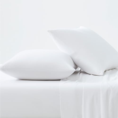 Image of Linen Closet Luxury Cotton 144 Thread Count Organic Cotton Standard Pillowcases, Set of 2, Arctic White