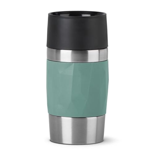Tefal - Taza isotérmica (0,3 L, aislamiento de doble pared, mantenimiento de bebidas calientes 3h, frescas 6h, acero inoxidable, revestimiento de silicona, Travel Mug Compact N2160310