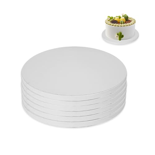 YZROHYI Lot de 6 Cake Board 12 mm/8 inch,Plateau Gateau Rond,Support Carton Gateau Réutilisable,Semelle Gateaus,Socle pour Gateau Epais,Planche à Gâteau,Support Desserts pour Mousse, Cupcakes