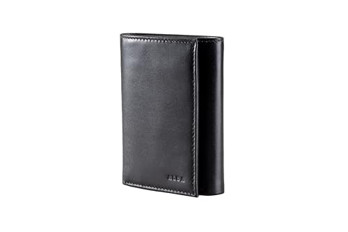 ALBA Classic Trifold VT Leather Wallet For Men II Handmade II Minimalist II RFID Protected (Dark Blue), SMW1005DB