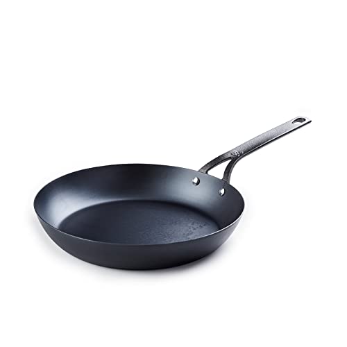BK Black Steel Sartén de Acero al Carbono Pre-Seasonada de 30 cm, Apta para Inducción, Horno y Asador hasta 350°C, Duradera y Profesional, Negra