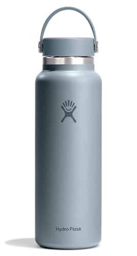Image of Hydro Flask Water Bottle - Insulated Stainless Steel - Wide Mouth Flex Lid, Non Spill, Leakproof and Refillable in 40 Oz Shale Gray