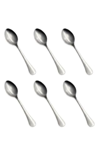 Image of Tosaa Tea Spoon Royal Plain 16G-6-Piece Stainless Steel Spoon Set, Set of 6 for Everyday Use,Rust-Resistant & Dishwasher Safe
