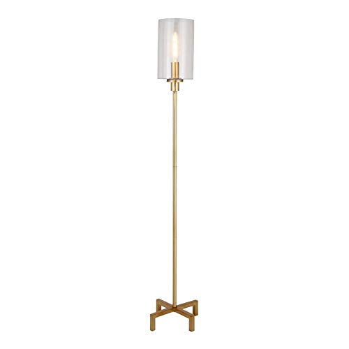 Get Discount Offer Henn&Hart Industrial Metal Floor Lamp with Seeded Glass Shade in Brass (FL0436)