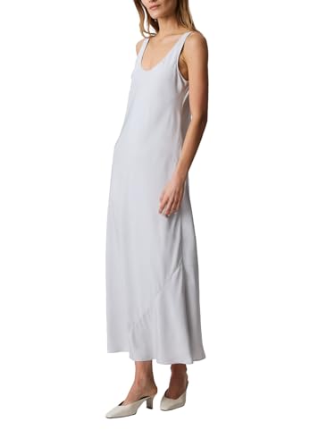 Robe midi en sergé de viscose Calvin Klein femme gris violet taille 46 chic