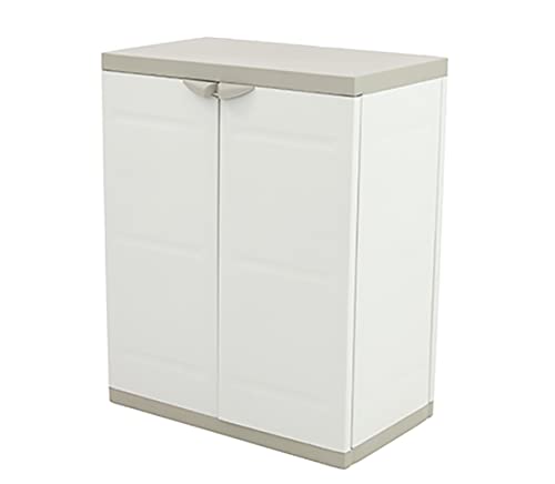 PEGANE Armoire Basse 2 Portes intérieur/extérieur Coloris Beige - Longueur 70 x Profondeur 44 x Hauteur 88 cm