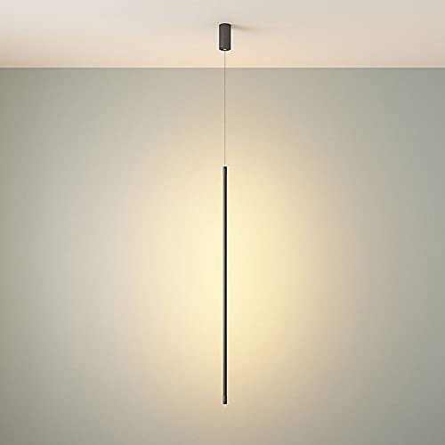 Lámpara Colgante Lineal LED para cocina moderna: tubo negro minimalista de 60 cm