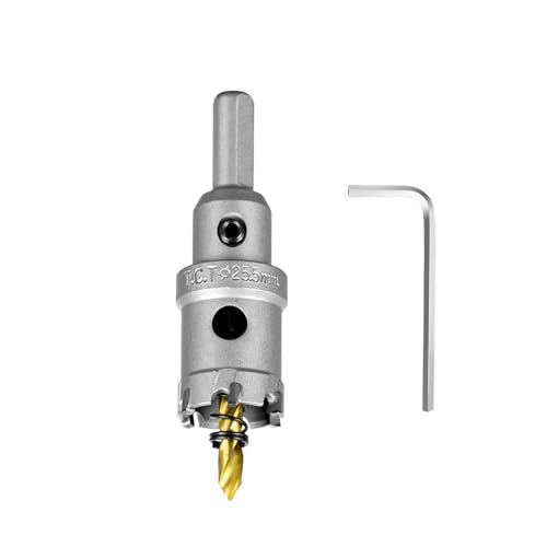Image of SALI 1 inch (25.5mm) TCT Hole Saw Kit Tungsten Carbide Tipped Hole Saw Drill Bit with Titanium-Plated Pilot Drill bit for Metal, Stainless Steel, Iron, Wood, Plastic