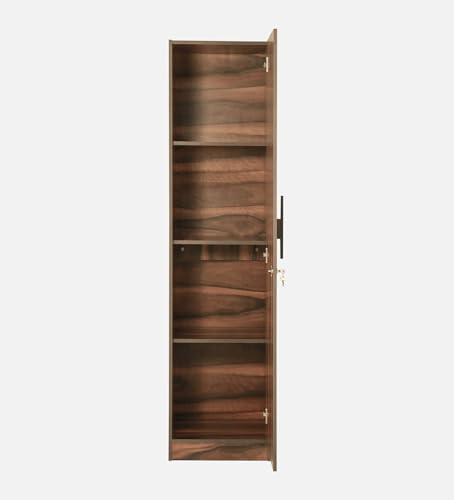 Image of Mintwud Pepperfry Maya 1 Door Wardrobe | Engineered Wood Almirah with 4 Shelves for Clothes Storage | Compact Cupboard for Bedroom, Living Room | 46 cm (L) x 46 cm (W) x 180 cm (H) | Brown Finish