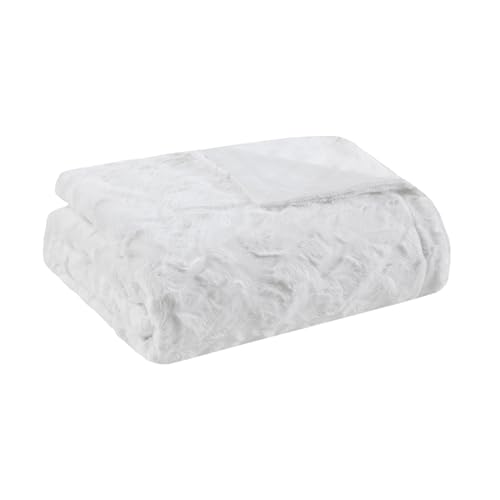 Madison Park Zuri Oversized Faux Fur Throw Blanket, 60 x 70, White - image 1