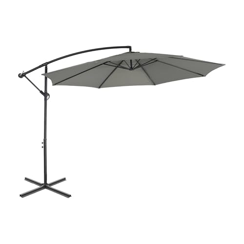 sweeek - Parasol déporté rond Ø300cm - Hardelot - Kaki - Manivelle anti-retour | Toile déperlante | Facile à utiliser