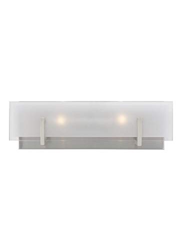 Image of Generation Lighting 2-Light Syll Bath Fixture Wall Lamp (Brushed Nickel) 4430802-962 | Bathroom Light Fixture for Home Decor | Vanity Light Fixture Uses Candelabra E12 Standard or LED Light Bulbs