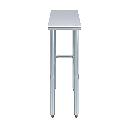 Image of AmGood Stainless Steel Work Table Open Base | Metal Work Bench (Stainless Steel Table Open Base, 12 inch Long x 24 inch Deep)