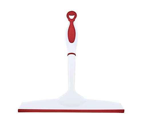 Image of Superio Rubber Squeegee, 3 Pack, Streak Free All Purpose Window Squeegee, Comfort Grip Handle and Hanging Hook (Blue- Red, Grey 10 Inch- 3 Pack)