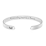 Memorial Gifts for Mom Dad Brother Inspirational Cuff Bangle Bracelet A Piece of My Heart Is in...