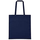 Traineando Tote Bag de Tela 38 x 42 cm – Packs 10-25-50 unidades – Multiples colores - Bolsas de Tela Resistentes para Compra, Regalos y Manualidades – Asa Larga, Lavables, Ecológicas (10, Marino)