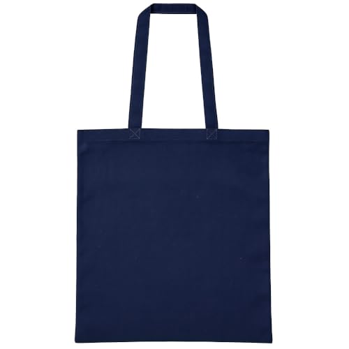 Traineando Tote Bag de Tela 38 x 42 cm – Packs 10-25-50 unidades – Multiples colores - Bolsas de Tela Resistentes para Compra, Regalos y Manualidades – Asa Larga, Lavables, Ecológicas (10, Marino)