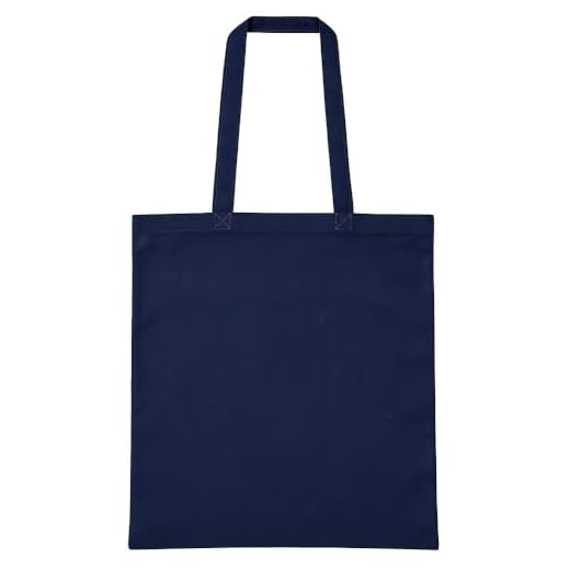 Traineando Tote Bag de Tela 38 x 42 cm – Packs 10-25-50 unidades – Multiples colores - Bolsas de Tela Resistentes para Compra, Regalos y Manualidades – Asa Larga, Lavables, Ecológicas (10, Marino)