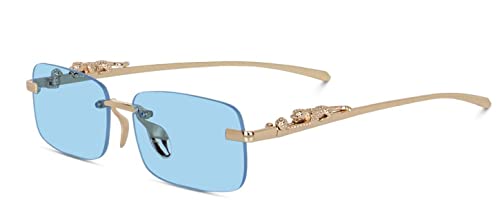 Image of IFLASH MC STAN Metal Plated Temple Vintage Rimless Sunglasses Retro Luxury Frameless Shades Rectangle Colored Lens Sun Glasses