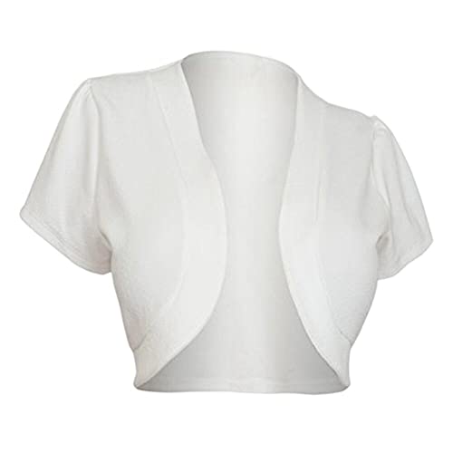 NP feminino manga curta bolero feminino ponto aberto suéteres de malha, Branco, XX-Large