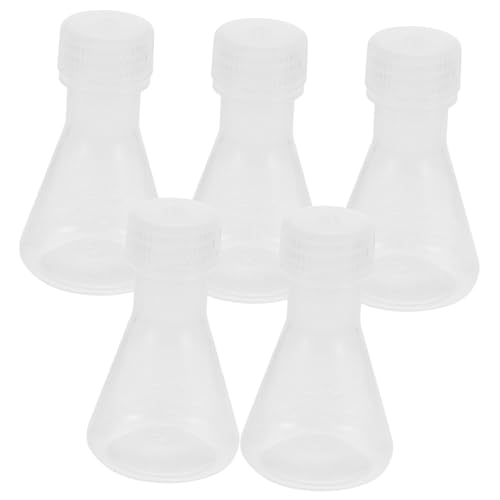Veemoon 5pcs Flask Set Laboratory Conical Flask Plastic Stopper Lid for Chemistry Biology and Medical Experiments