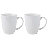 Tazas de café de porcelana (juego de dos), patrón de cuadrícula refinada, capacidad espaciosa de 200-300 ml, aptas para lavavajillas y microondas, adecuadas para bebidas calientes y té de la tarde