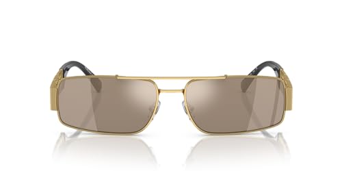 Versace Man Sunglasses Gold Frame, Light Brown Mirror Dark Gold Lenses, 60MM3