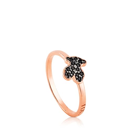 TOUS Anillo para Mujer de Plata de Primera Ley Vermeil y Espinelas con Motivo de Oso, Talla 14, Colección Motif